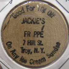 Vintage Jackie's Frappe Troy, NY Wooden Nickel - New York Token picture