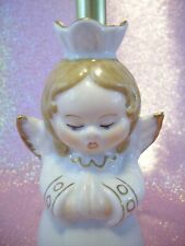 🎁i💗* Vtg PRAYING Angel Girl Candle Holder DARLING W Blue Eyes Figurine  ⭐VHTF picture
