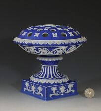 Wedgwood Jasperware Cobalt dip Bough pot or Potpourri vase and cover ca. 1820 picture