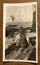 1940s WW2 Shirtless US Military Man in Trench Gay Interest Original Photo P11c28 picture
