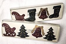 Vintage, Hand painted metal, Holiday Napkin Rings, Set of 8 picture