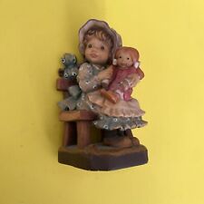 VINTAGE ANRI SARAH KAY WOOD CARVING FIGURINE GIRL W/DOLL 558/2000   picture