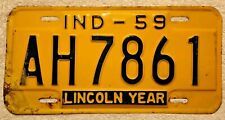 Vintage 1959 AH Indiana License Plate Lincoln Year picture