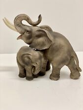 Vintage Andrea by Sadek Elephant 7870 Mother and Baby Trunk Up Good Luck picture
