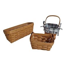 Longaberger Wooden Baskets 1999 Handwoven Lot of 3 Small Med Lg Homestead picture