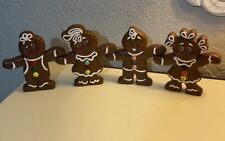 Vtg Ceramic Gingerbread Man Woman Hand & Hand Painted 7.5-8