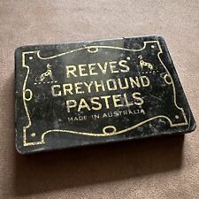 VINTAGE REEVES GREYHOUND PASTELS ADVERTISING TIN MADE IN AUSTRALIA picture