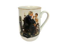 NORMAN ROCKWELL cup The Country Doctor 1985 Museum Collection, gold rim, vintage picture