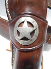 VINTAGE TOMBSTONE SGND LEATHER WESTERN COWBOY GUN HOLSTER + TEXAS STAR CONCHO picture