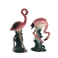Pair of Flamingo Figurines Art Deco Head Up/Head Down Sarsaparilla Japan 1985 picture