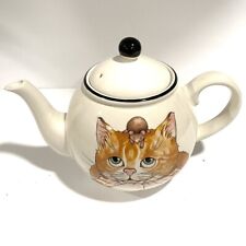 Arthur Wood Ceramic Tea Pot Cat And Mouse Design Front And Back England picture