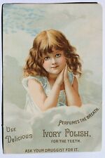 Victorian trade card PERFUMES THE BREATH. USE DELICIOUS IVORY POLISH FOR TEETH picture