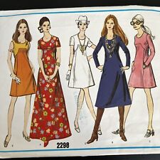 Vintage 1960s Vogue 2298 Mod High Fitted A-Line Dress Sewing Pattern 12 XS CUT picture