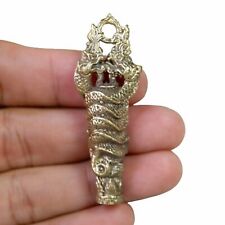 Naga Serpent Brass Thai Amulet Money Lucky Good Opulence Fortune Talisman Statue picture