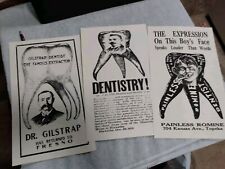 1800s Dentist Advertising Painless Teeth Dental Advertising LOT 8.5 By 14 In. picture