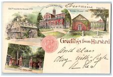 c1905 Greetings From Harvard Cambridge MA, Multiview Posted Antique Postcard picture