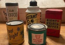 Lot Of Vintage Tins, Shoe Shine, Steel Bright, Coffee picture
