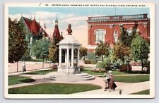 1920s~Jeffers Park~Post Office~Memorial~Saginaw MI Michigan~Vintage Postcard picture