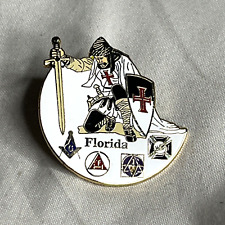 Masonic Pin Knight Crusader Sword Shield Freemasonry Fraternal Enameled Badge picture