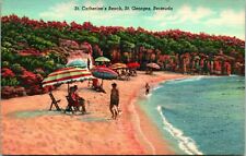 C.1930'S LINEN POSTCARD - ST. CATHERINE'S BEACH - ST. GEORGES - BERMUDA picture