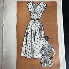 Vintage 1950s Marian Martin 9385 Full Skirt V-Neck Dress Sewing Pattern 22.5 CUT picture