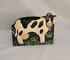 Vintage Holstein Milk Cow Planter Hand Painted Recycled Metal 1980's  Sarna picture