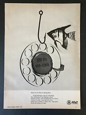 1968 AT&T Long Distance Fish Hook Phone Dial B&W Vintage Print Ad picture
