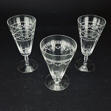 LOT OF 3 VINTAGE CRYSTAL ETCHED PARFAIT GLASSES picture