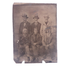 Antique Tintype Photo Group of 6 Well Dressed Men picture
