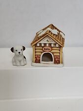 Vintage 2pc Colonial Christmas Village Rover Doghouse Figurines Lefton 00458 picture