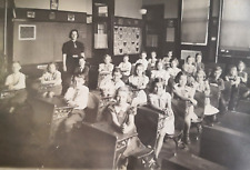 Original Vintage Black & White Photo School Classroom Kids Teacher Date 1939 picture
