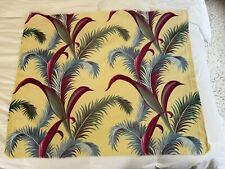 40's Hawaiian Leafy Tropical on Cream Yellow Barkcloth Vintage Fabric 36” X 43” picture