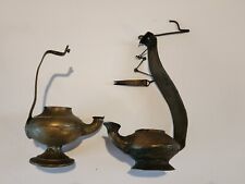 2 18th C Brass Fat Lamps. picture