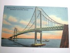 Delaware Memorial Bridge World War 2 Connecting DE-NJ Linen Unposted Postcard picture