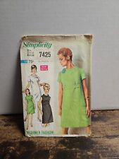 Simplicity 7425 Dress Lined Shaped Extended Neckline Sleeveless MCM Bust 34 picture