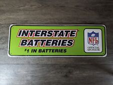 VINTAGE INTERSTATE BATTERIES BATTERY NFL EMBOSSED METAL SIGN AUTO GAS OIL picture