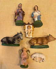 Nativity Set Vintage Christmas Manger Scene 7 Figurines - Made In Italy picture