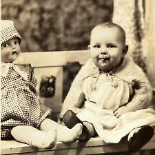 Vintage/Antique RPPC Real Postcard Cute Baby Sticking Out Tongue Large Doll picture
