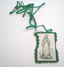 Vintage Green SCAPULAR HANDMADE IMMACULATE CONCEPTION SACRED HEART religious  picture
