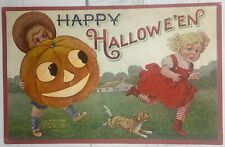 Vintage Halloween Postcard ~ International Art Pub. Co. ~ Girl Running Away picture