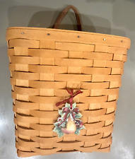 1999 LONGABERGER Wall Hanging MAIL BASKET Leather Strap Handle Pear Storage #4 picture