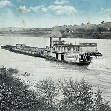 Vintage Middleport, OH Postcard Ohio River Coal Barge Old Reliable Posted 1941 picture