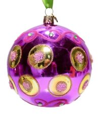 WATERFORD Pink Jeweled Glittered Jumbo Glass Christmas Ornament RARE picture