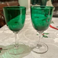 Antique￼1900’s  Hand Blown Green  (Bristol Sherry Glasses) picture