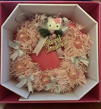 Hello Kitty Sanrio Christmas Wreath Pink With Silver Bows In Original Box picture