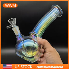 6 inch Rainbow Glass Hookah Smoking Bubbler Shisha Water Pipe Bong +14mm Bowl picture