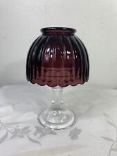 Vintage LE Smith Glass Fairy Lamp Candle Votive Purple Amethyst Ribbed Shade picture