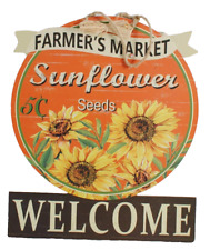 Vintage Cardboard Sign WELCOME Farmer's Market Sunflower Seeds 5 Cents picture