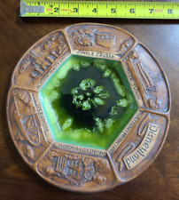 Vintage Disneyland Ashtray Plate Green Glaze With Attractions Listed Mark Twain picture
