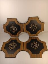 4) Vtg. 1960s Hereforeshire Brass Midevil Motif Crest Wall Plaques Design.. picture